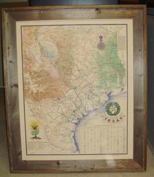 1836 Revolutionary Texas Map in "Barnwood" Frame $139.95